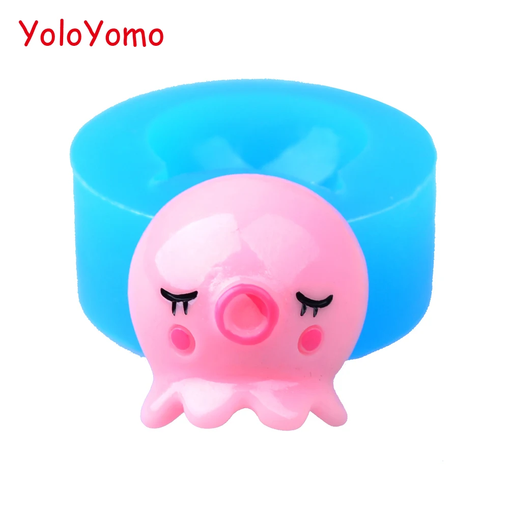

D399YL 24.1mm Kawaii Octopus Silicone Mold - Sea Animal Mold Cake Topper Sugarcraft Fondant Resin, Jewelry, Candy, Scrapbooking