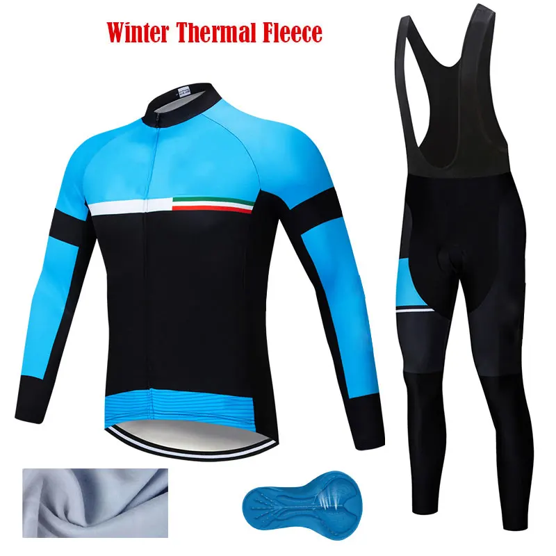 Moxilyn, набор Джерси для велоспорта, Зимняя Теплая Флисовая одежда с длинным рукавом для гонок, одежда для велоспорта, Ropa Ciclismo, синий костюм для велоспорта - Цвет: with fleece set 2