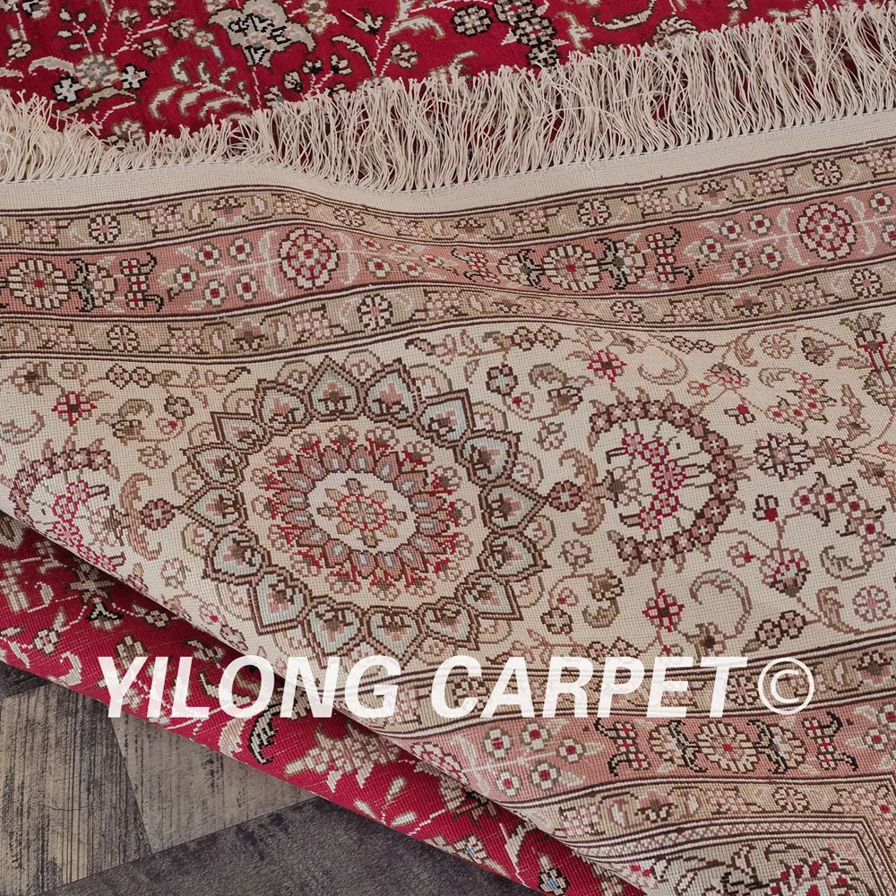Yilong 8'x10' handknotted шелк персидский Ковры пол Декор Кашмир красные шелковые Ковры(lh180a8x10