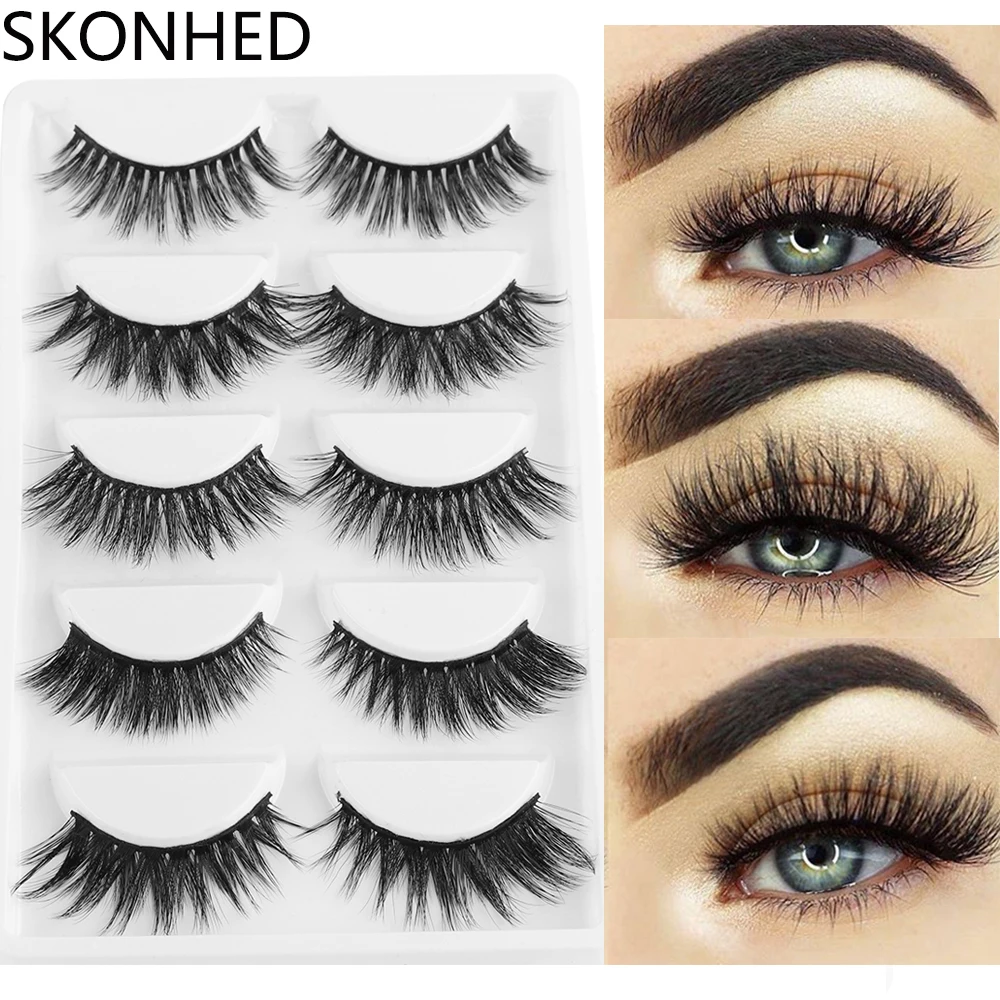

5 Pairs Mixed Multipack 3D Soft Mink Hair False Eyelashes Wispy Long Lashes Natural Eye Makeup Faux Eye Lashes Extension Tool