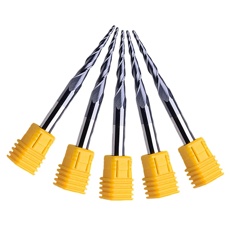 

5pcs HRC55 R0.75 2 Flute 6MM Shank Carbide Tapered Ball Nose End Mill CNC Tools