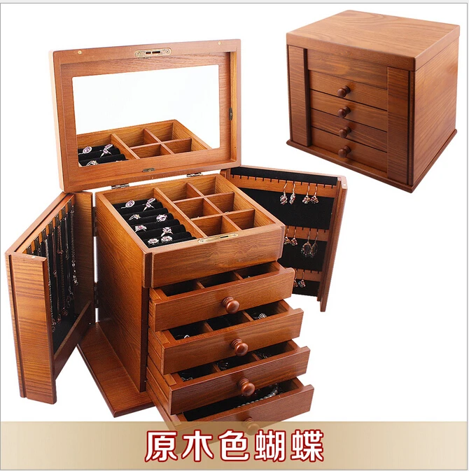 Madera exhibición de la joyería caja ataúd 5 capas clásica de