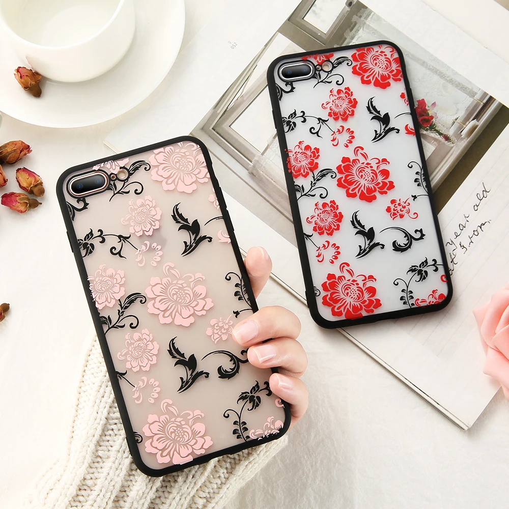 

KISSCASE Lace Rose Case For iPhone X 6S 6 7 8 Plus Hard PC Girly Phone Case For iPhone 7 8 6 6S Vintage Phone Back Cover Fundas