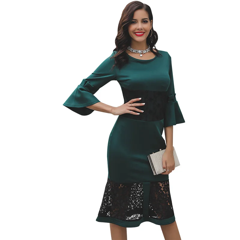 Платье С Кружевными Расклешенными Рукавами Купить