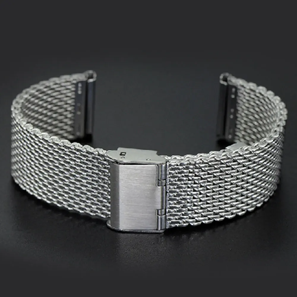 Silver High Quality Stainless Steel Mens Watch Band  Mesh Watch