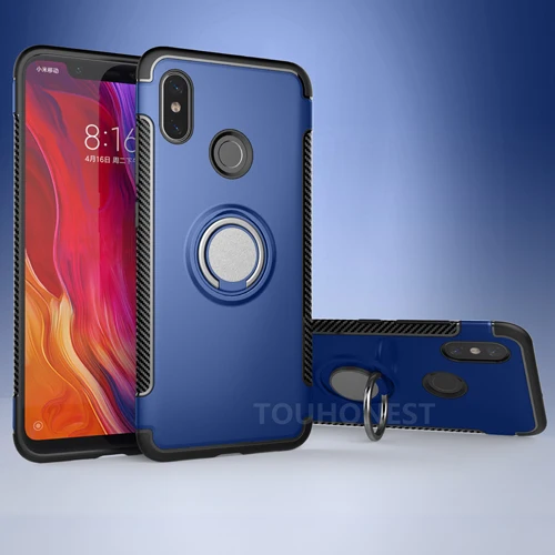 Для RedMi Note 6 Note 7 pro K20 S2 5 Plus противоударный чехол для Xiaomi Mi 9 9T A2 lite Mi 8 Автомобильный держатель Подставка Крышка с магнитным кольцом - Цвет: Синий