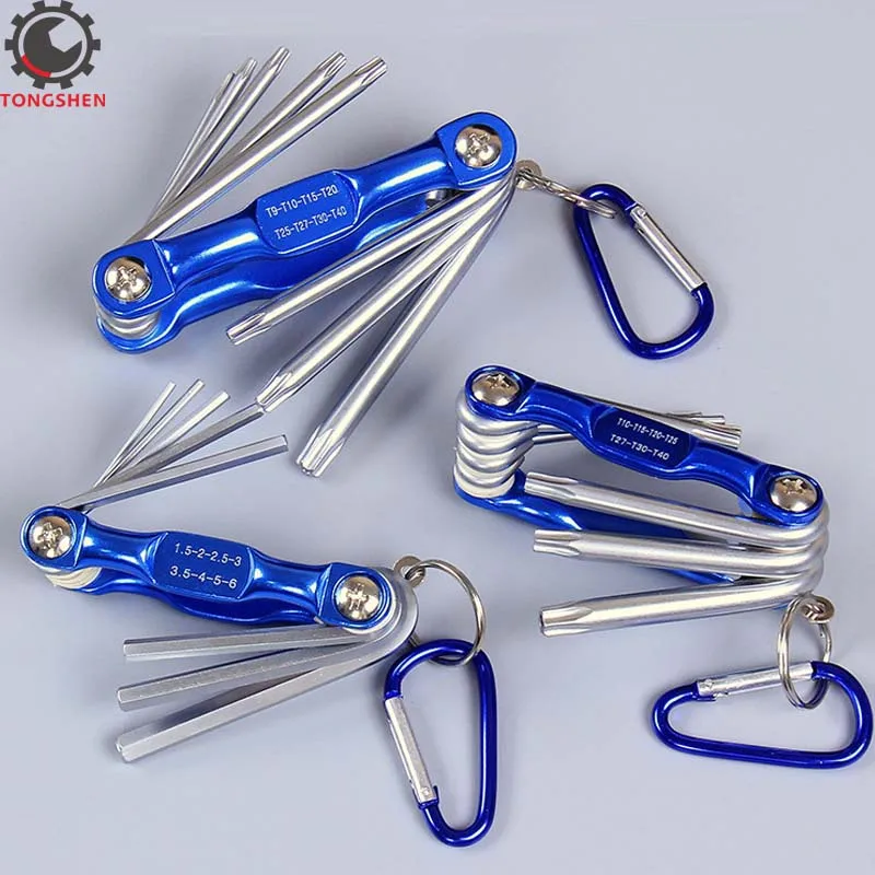 8Pcs Folding Hex Key Set Folding Star Key Set Folding Hex Wrench Key Allen Wrench Protable Inner Hexagon Spanner Allen Wrench