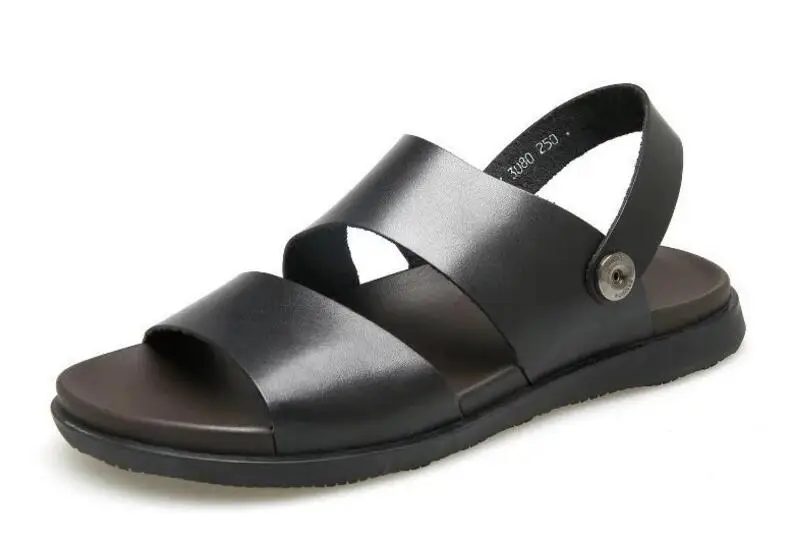 comprar Sandálias de couro dos homens 2018 top qualidade sapatos de praia masculino dos homens chinelos homens sandálias de couro real
