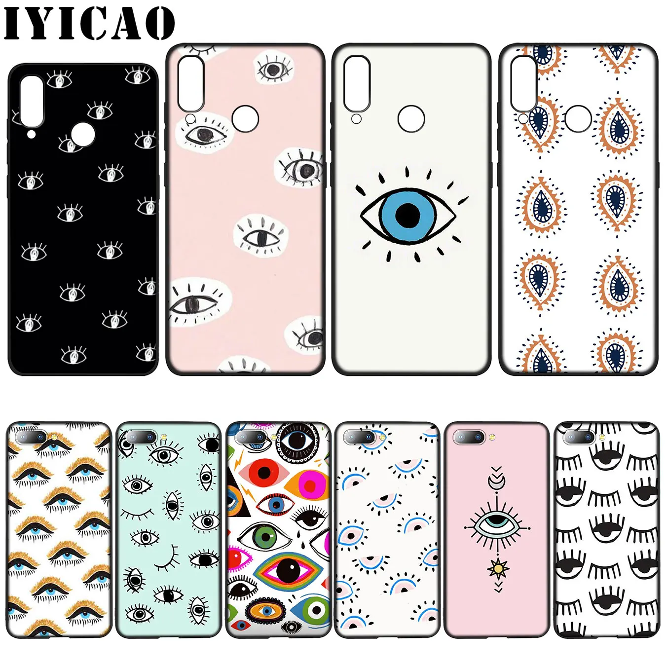 IYICAO Relief DIY Eyes Couple Drawing Silicone Soft Case for Huawei Y7 Y6 Prime Y9 2018 Honor 8C 8X 8 9 10 Lite 7C 7X 7A Pro |