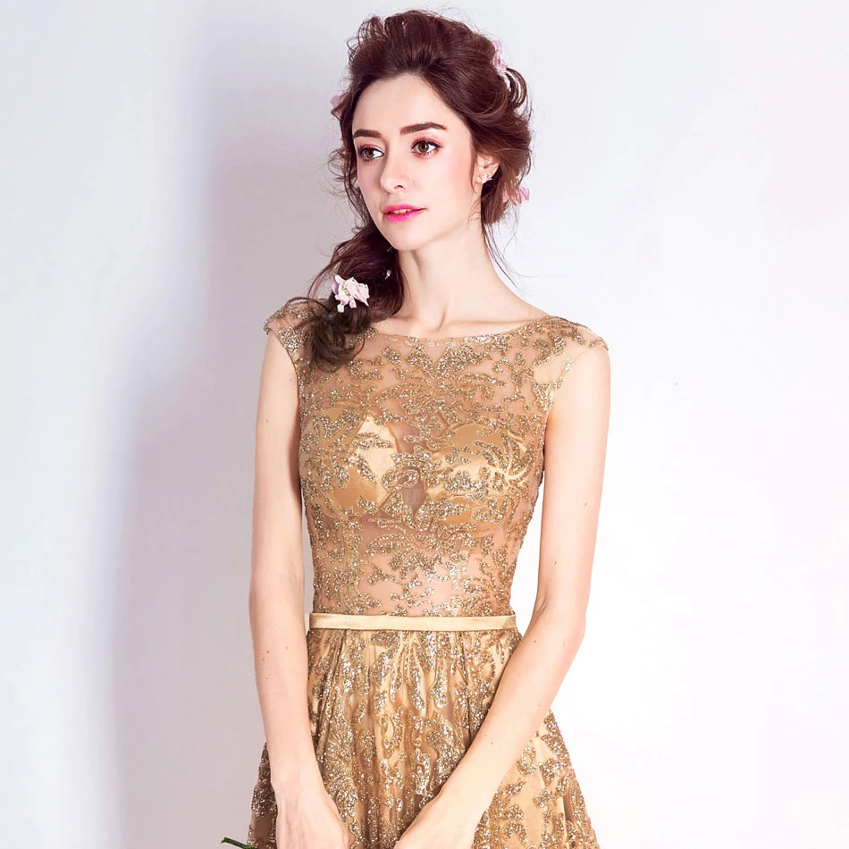 Tulle sequined Muslim Gold Evening Dress Long Formal gown Prom Robe de Soiree bling bling elegant sexy important occasion dress Tulle sequined Muslim Gold Evening Dress Long Formal gown Prom Robe de Soiree bling bling elegant sexy important occasion dress