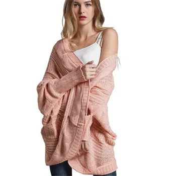 

WKOUD Pink Sweater Women Fashion Solid Irregularity Knitted Open Stitch Coats New Sexy Loose OL Cardigans 2019 Streetwear Y8086