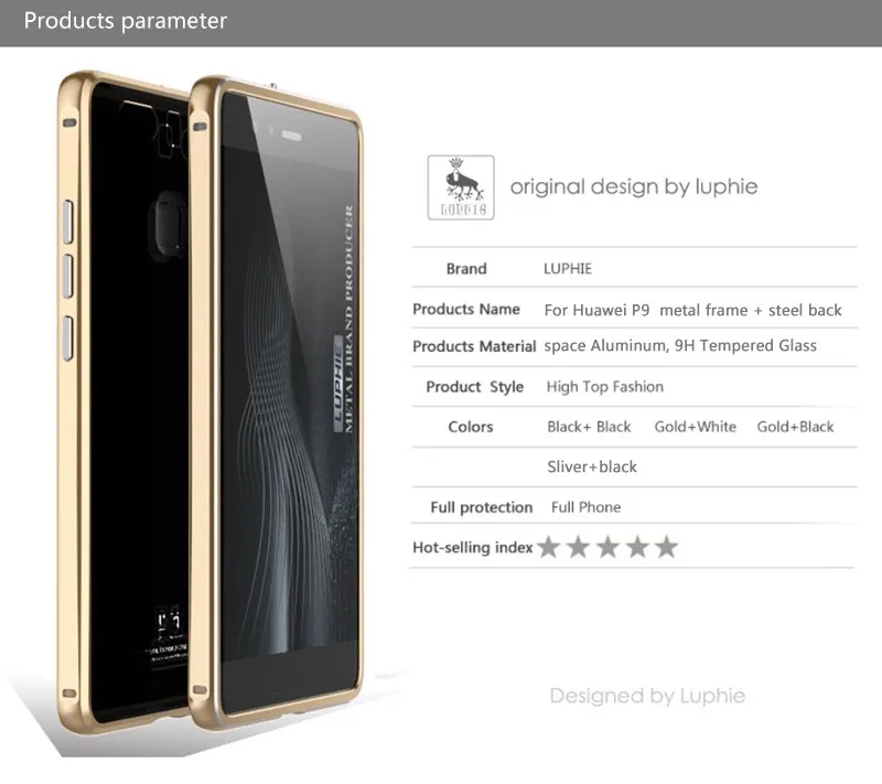 For huawei P9 case tempered glass cover metal bumper (19)