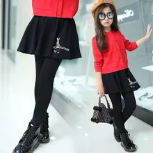 Новые осенние для девочек модные для отдыха с рисунками из мультфильма детские разделенные на две части юбки для девочек