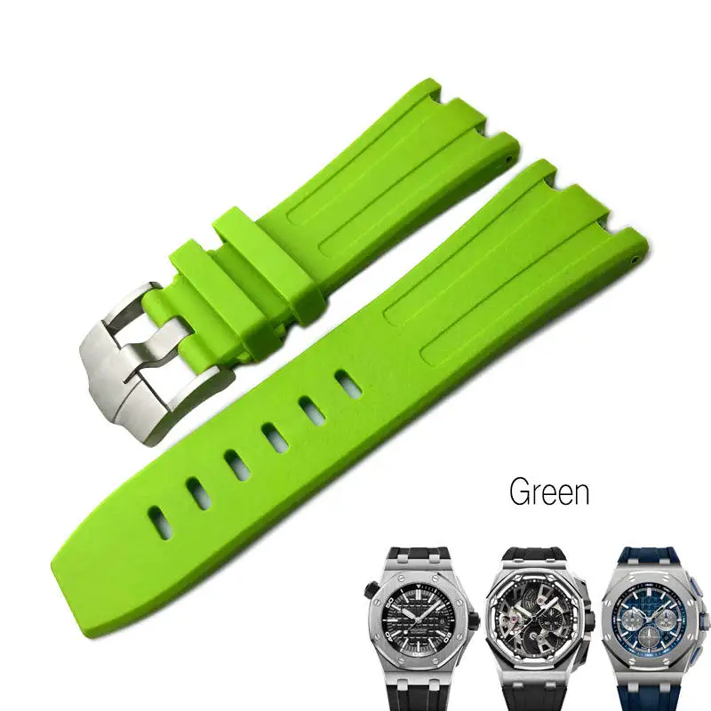 28 мм резиновый силиконовый ремешок для часов, водонепроницаемый цвет, складная Пряжка, ремешок для часов Perfert для Audemars Piguet, аксессуары для наручных часов - Цвет ремешка: green