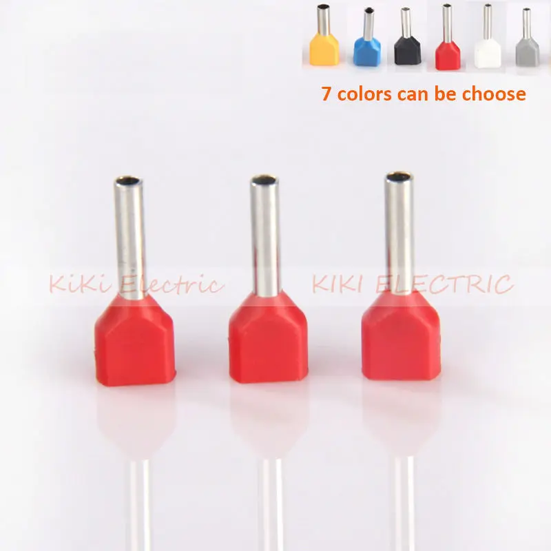 

Free shipping TE1512 Copper Crewel Tube Insulating Terminal 2*1.5mm2 Condutor Dual wire Cord Ends Double Entry Copper Terminals