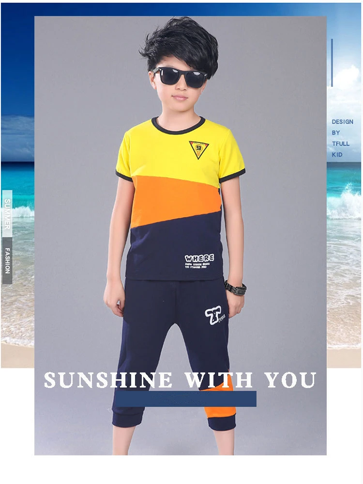 Casual Active Boys Clothes Set Summer Teenage T Shirt Short Pants Children Suit 2019 Kids Outfits Sports Clothing For Boys 2 Pcs (1)