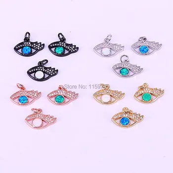 

Fashion New 10PCS micro pave cz opal Stones Eyes pendant for DIY jewelry making