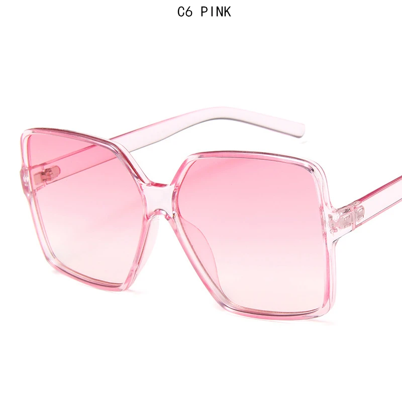 Pink Винтажные негабаритные Квадратные Солнцезащитные очки для женщин мужские роскошные брендовые черные коричневые большие солнцезащитные очки в оправе женские оттенки - Цвет линз: Pink