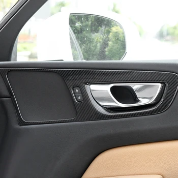 

Carbon Fiber Color Interior Door Cup Bowl Frame Cover Trim 4 PCS Left Hand Drive For Volvo XC60 2018