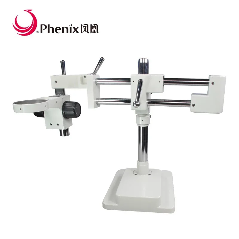 

Phenix Stereo Microscope Stand with Square Base Double push-pull arms Cross Universal Gimbal Stand 360-degree rotation