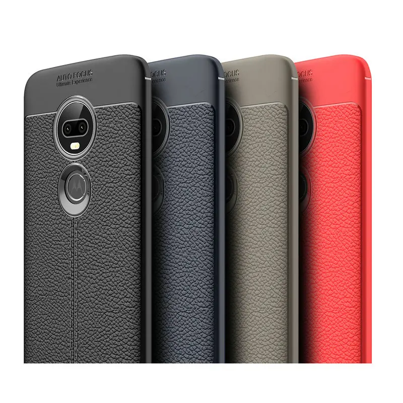 200 шт./лот lychee кожаный мягкий силиконовый чехол для телефона MOTO G7 G6 power plus P40 P30 E5 one Z3
