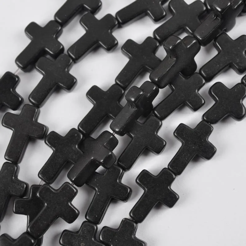 12x16MM Black Howlite Loose Beads Cross Strand 15.5 Inch Jewelry For Gift Making C061 | Украшения и аксессуары