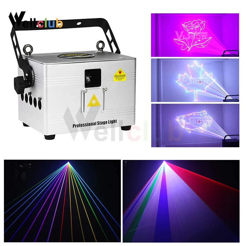 

2019 New stage laser Light Animation 1W 2W 3W RGB full color DJ disco text laser show light Projector