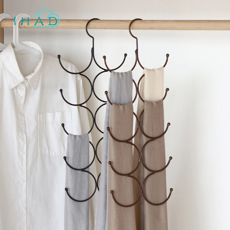 Iron scarf storage rack Household multi layer tie scarves organizer hanging rack Wardrobe 10