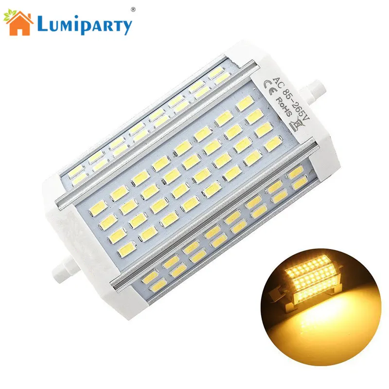 LumiParty R7S светодиодный высокой мощности 30 Вт 64 Светодиодный лампа SMD5730 118 мм съёмный Галогеновый прожектор с двойным концом прожектор лампы