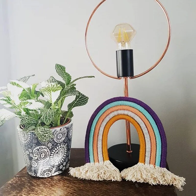 Nórdico tejido a mano Arco Iris colgante decoración para habitación de niños decoración del hogar fresco chico infantil accesorios de decoración de pared Nórdico tejido a mano Arco Iris colgante decoración para habitación de niños decoración del hogar fresco chico infantil accesorios de decoración de pared