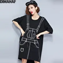 Осеннее платье размера плюс, футболка с 3D рисунком, Хлопковая женская футболка Hlaf, модная футболка большого размера, Kawaii, панк, черные свободные Новые Топы