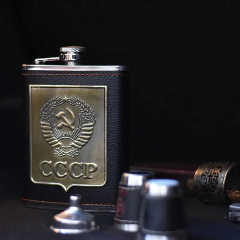 8 oz de bolsillo de acero inoxidable frasco con envuelto de cuero cubierta whisky jarra taza vajilla Alcohol taza para acampar al aire libre