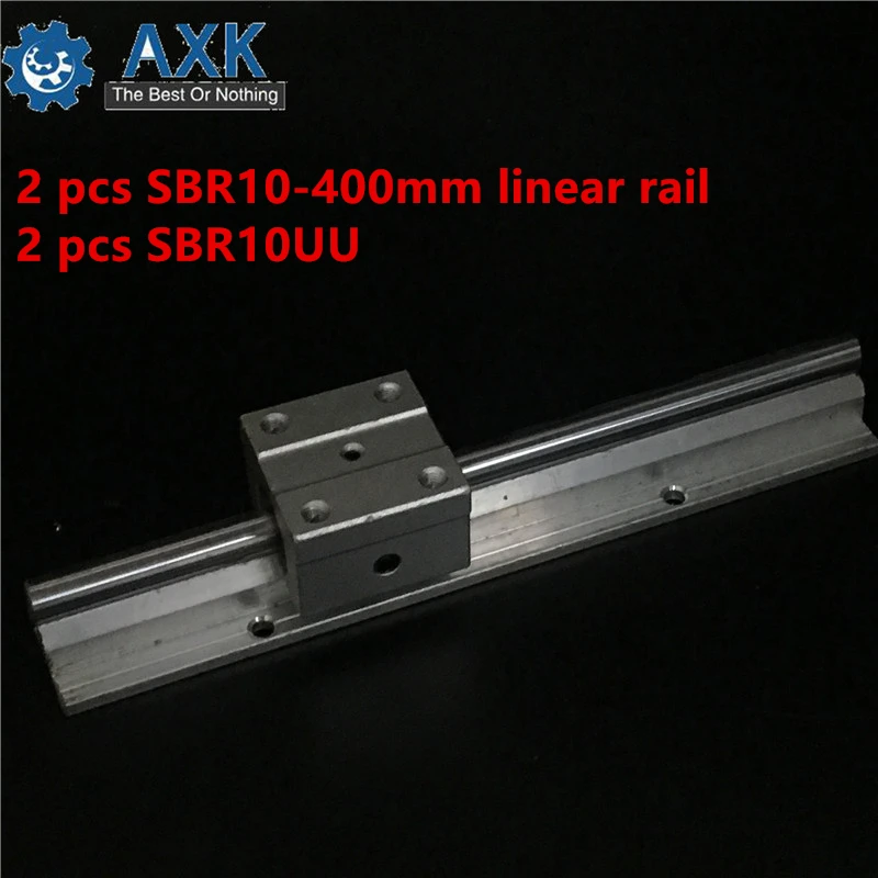 

NEW 2pcs SBR10 400mm linear rail support with 4pcs SBR10UU linear guide auminum bearing sliding block cnc parts
