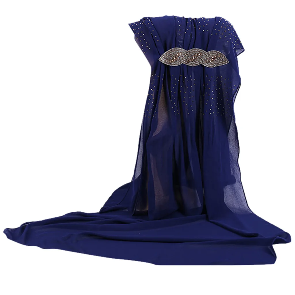 Shimmer Sparkle Gold turbantes cabeza para las mujeres блестит Простой шифон мусульманский хиджаб шарф платок головной убор niqab# G6 - Цвет: Тёмно-синий