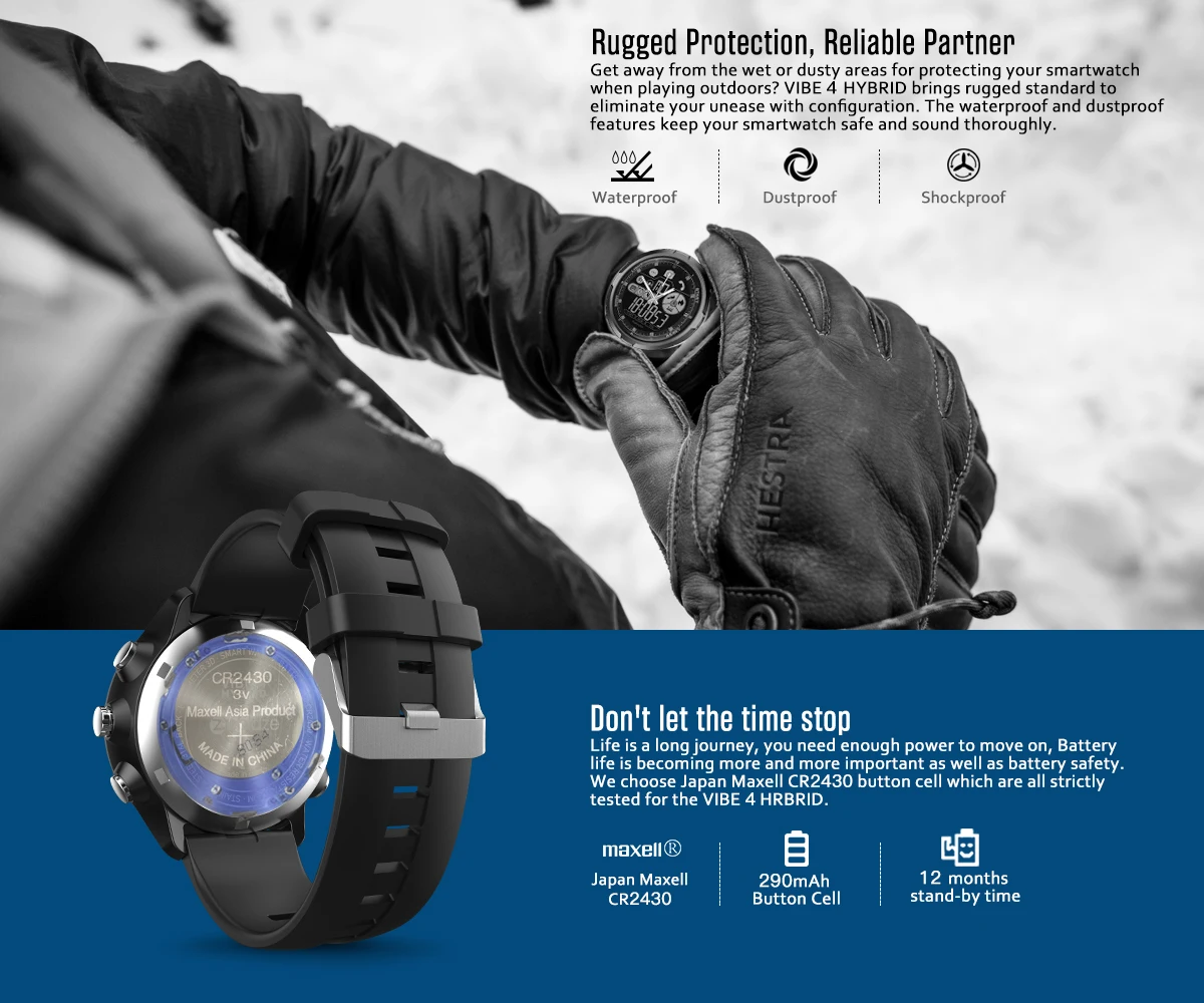 

Zeblaze VIBE 4 HYBRID 1.24inch Smart Watch 50M Waterproof Sports Bracelet Pedometer Intelligent Fit Blood Pressure Watch