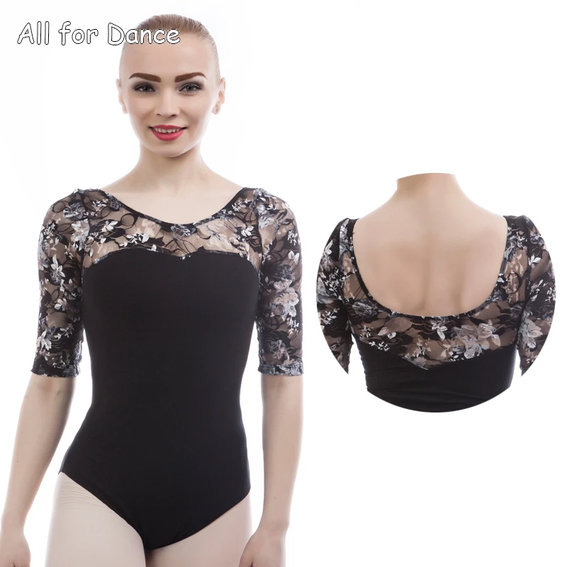 Free Shipping New Arrival Lace Sleeve Ballet Leotard Adult Women Dancewear Ballet Bodysuit