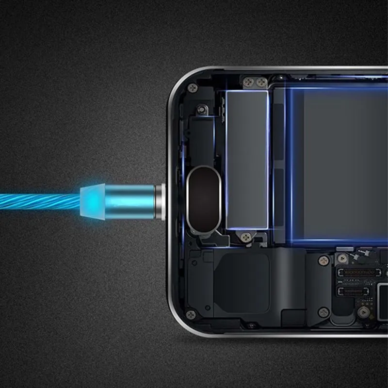 Светодиодный светящийся Магнитный зарядный кабель Type C для Samsung Galaxy A30 A50 A70 A80 Xiaomi