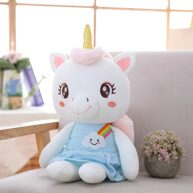soft toy unicorn 40cm 60cm 85cm Adorable Dress Plush toy Stuffed Animal Big Eyes Couple Unicornio Dolls toy For Girl birthday