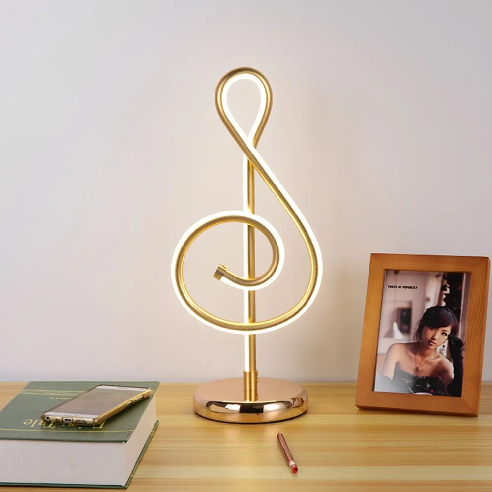 

18W Modern Golden Music Note Bedroom LED Desk Lamp Artistic Home Living Room Bedside Decoration Night Light