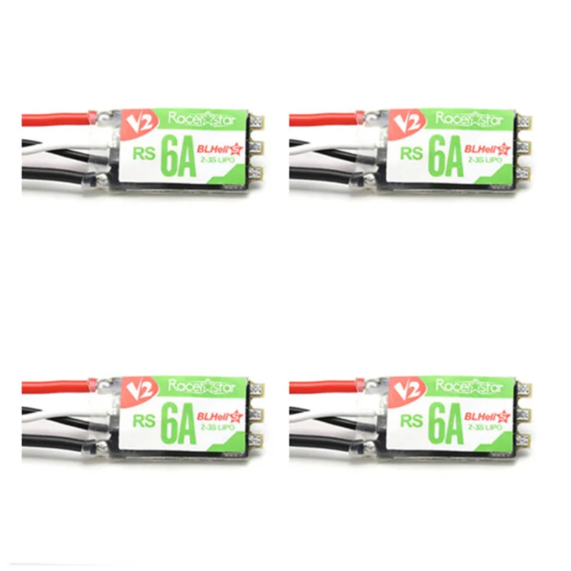 

New Arrival 4PCS Racerstar RS6A V2 6A BB2 Blheli_S 2-3S Opto ESC Support Oneshot42 Multishot For FPV Racer RC Multicopter