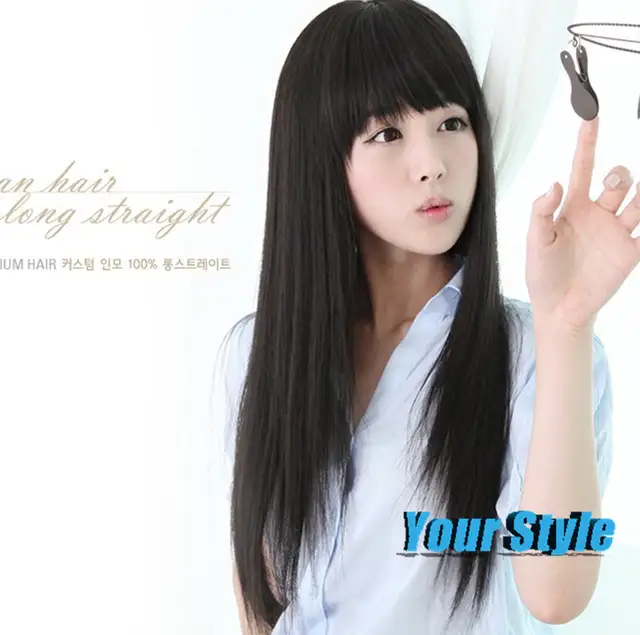 Good Synthetic Long Black Straight Full Wigs Women Female Dancy