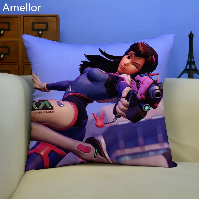 

Amellor 40*40cm New Overwatches Pillow Cushion OW Dva Mercy Tracer Widowmaker Anime Solf Car pillow Covers case beding gifts