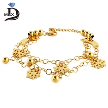 Браслеты из нержавеющей стали, женские браслеты, женские бусы, два слоя цветения, браслет длиной 22 см, женские модные ювелирные изделия