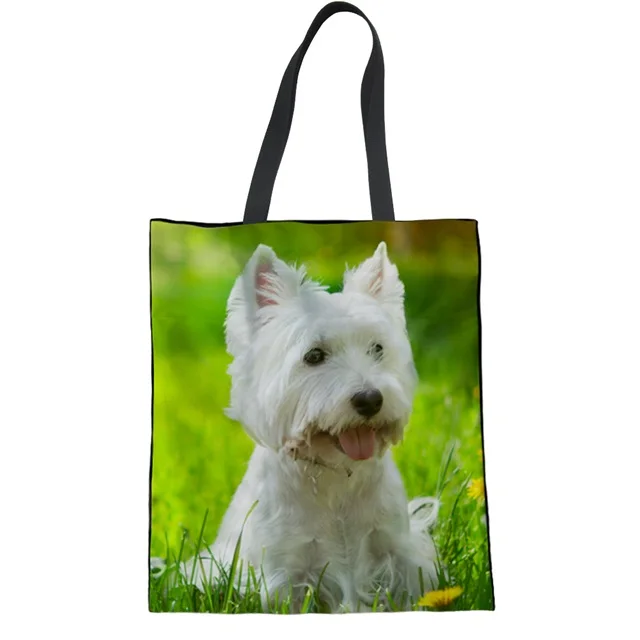 Coloranimal продуктовая хлопковая Льняная сумка для покупок West Highland White Terrier печать складная сумка многоразовая эко тканевая сумка - Цвет: HM5545Z22