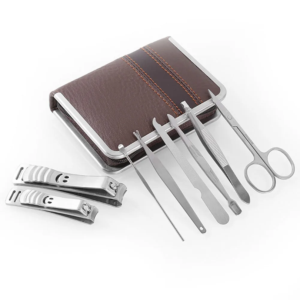 8Pcs/Set Stainless Steel Nail Clipper Kit Pedicure Scissors Tweezer Knife Ear Pick Manicure Set Art Tools | Красота и здоровье