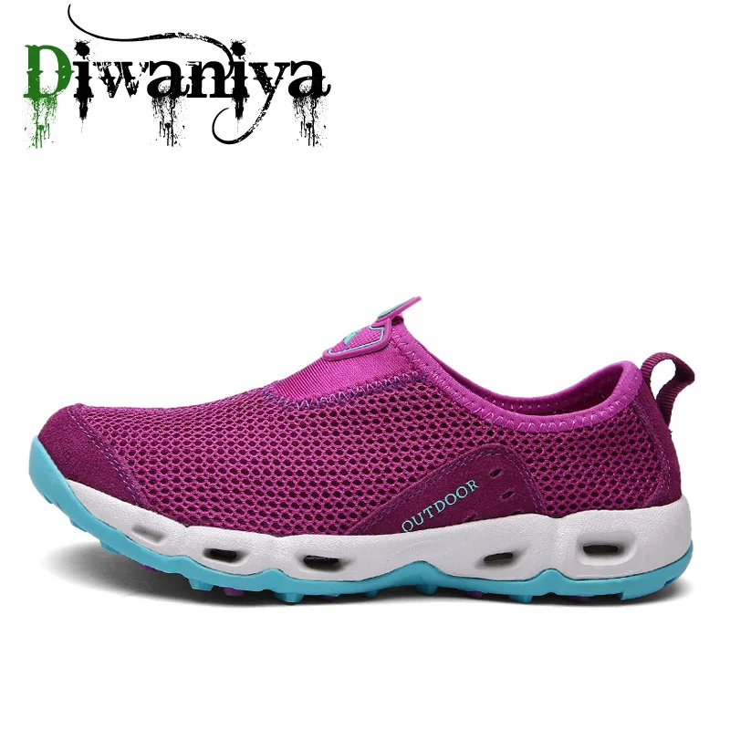 Бренд Comemore слипоны светильник Вес воздухопроницаемая комфортная обувь сетки спортивные кроссовки Для женщин и Для мужчин, кроссовки для бега, обувь для прогулок - Цвет: Purple