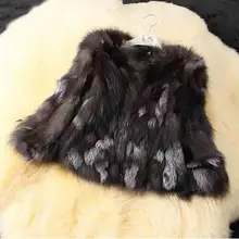 EMC/DHL Free shipping Natural Genuine Real Silver Fox Fur Coat for Women Warm Winter TFP316