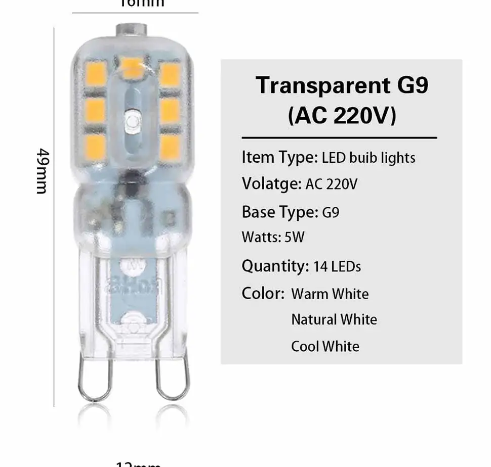 YWXLight G4 G9 светодиодный светильник 3 Вт 5 Вт Мини светодиодный светильник AC 220 В DC 12 В 2835SMD прожектор Высокое качество освещение заменить галогенные лампы
