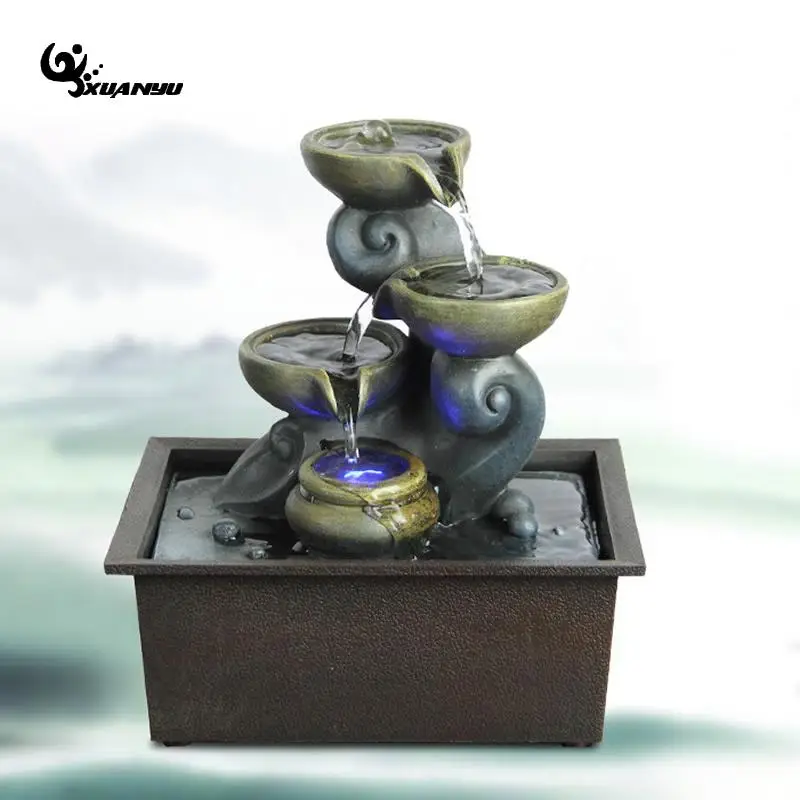  Synthetic Resin Miniature Fountain Creative Watering Home Decor Living Room Office Desk Ornaments H