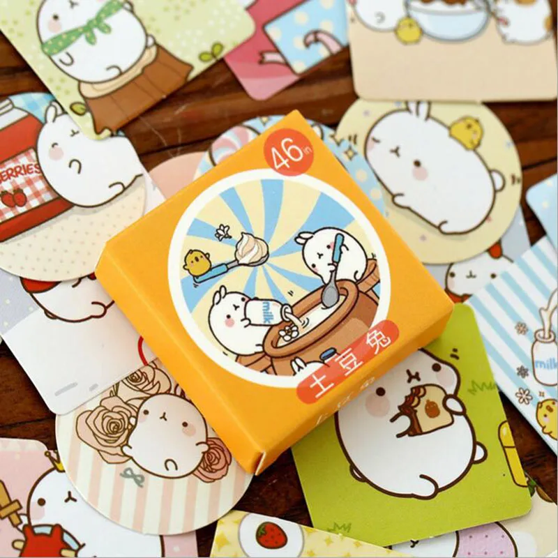 

Potato Rabbit Boxed Stickers Cute Kawaii Rabbit Label Album Hand Account Decoration Sticker Scrapbook Diy Stickers 46pcs/ Box